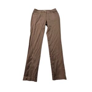 Eric Pants‎ Women's Beige Alligator Snake Print Size 6 Tapered Leg 5 Pocket EUC